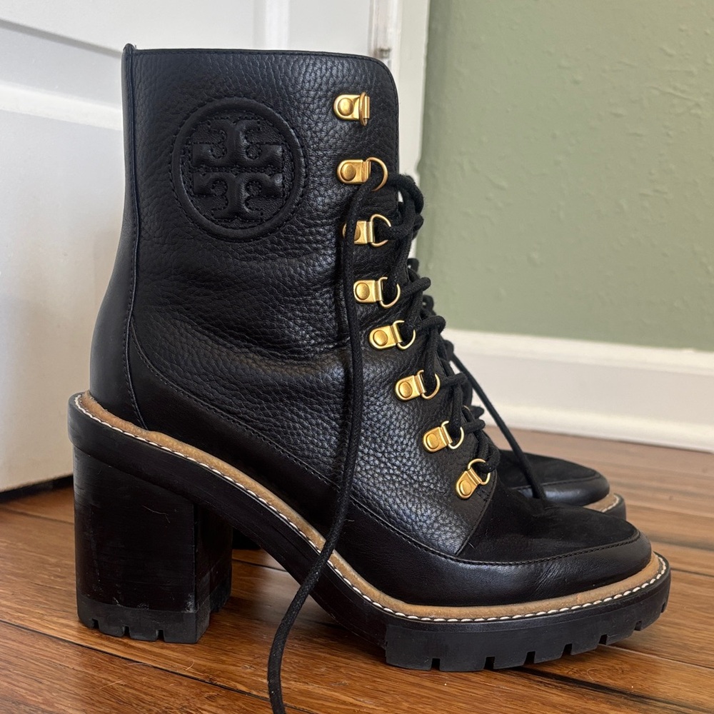 Like New Tory Burch Leather Combat Boots